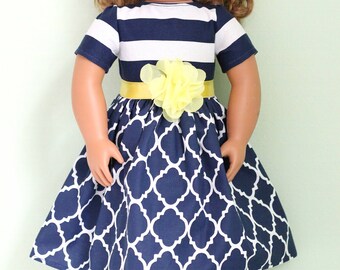 Puppen Kleid mit Schultertasche Marine Kleid Matrosenkleid für 36 bis 41 cm 310 