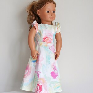 Long Floral Doll Dress, Floral Doll Dress, Handmade Doll Clothes, 18" Doll Dress,Spring Doll Dress, American Made, Flutter Sleeve Doll Dress