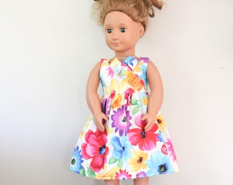 Floral Doll Dress, Ruffle Doll Dress, Handmade Doll Dress, 18" Doll Dress, Summer Doll Dress, Doll Dress, Spring Doll Outfit, Watercolors