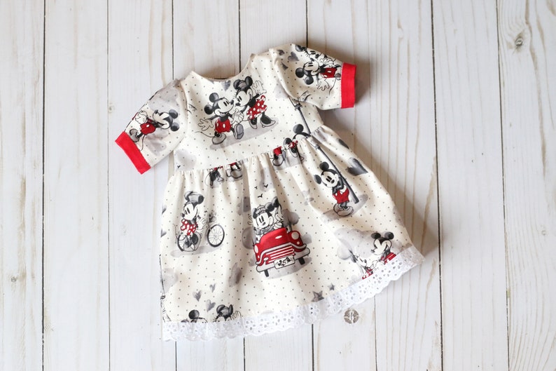 Handmade Doll Dress, Mickey Mouse Doll Dress, Handmade Doll Clothes, 18
