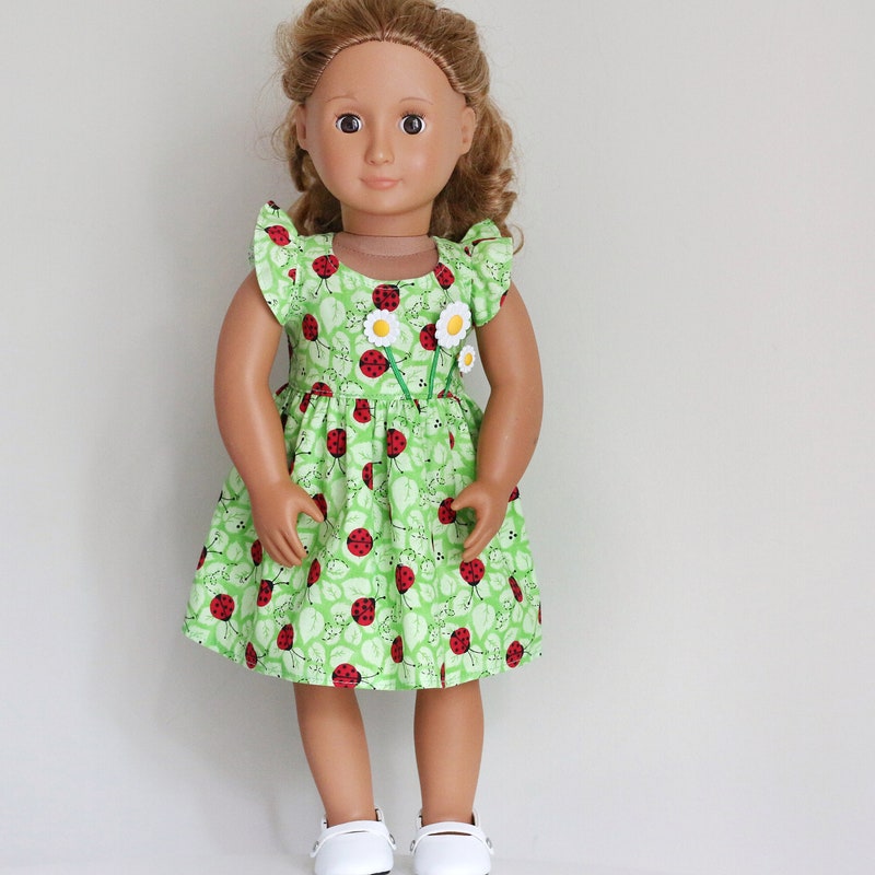 Alna Baby Dress in Green Clover & Ladybugs