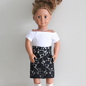 Doll Lace Skirt, Doll Skirt, Handmade Doll Clothes, 18&quot; Doll Clothing Set, Doll White Blouse, Lace Doll Blouse, Doll Bottoms, Lace, Blouse
