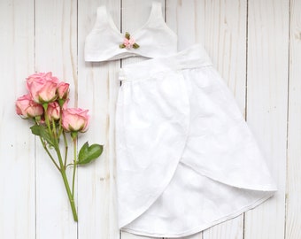 White Doll Outfit, White Doll Skirt, Handmade Doll Clothes, 18" Doll Outfit, White Doll Top, Doll Wrap Skirt, Doll Clothing Set, Doll Outfit