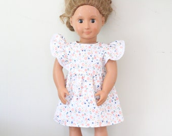 Floral Doll Dress, Eyelet Doll Dress, Handmade Doll Dress, 18" Doll Dress, Summer Doll Dress, Ruffle Doll Dress, Floral Dress, Ruffles