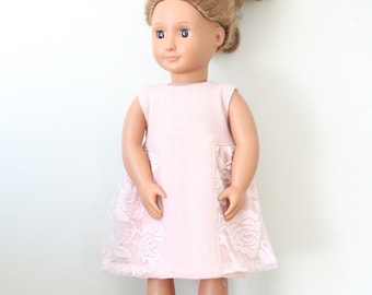 Pink Doll Dress, Lace Doll Dress, Handmade Doll Dress, 18" Doll Dress, Summer Doll Dress, Blush Doll Dress, Doll Dress, Lace, Blush Pink