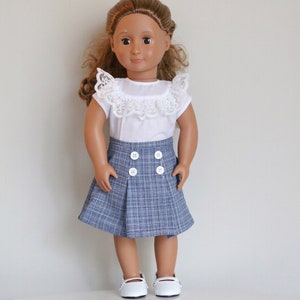 Handmade Doll Outfit, Doll Outfits, Handmade Doll Clothes, 18&quot; Doll Clothing, Blouse and Skirt Outfit, American Made, Doll School Uniform