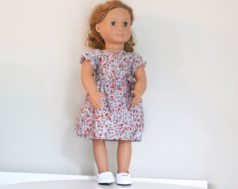 Floral Doll Dress, Wrap Doll Dress, Handmade Doll Clothes, 18" Doll Dress, Doll Dress, Summer Doll Dress, 18" Floral Doll Dress, Wrap Dress