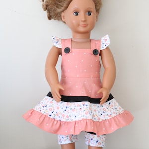 Pink Doll Dress, Pink Floral Doll Dress, Handmade Doll Clothes, 18&quot; Doll Dress, Pink Summer Dress, Florals, Pink, Doll Outfit, Doll Pants