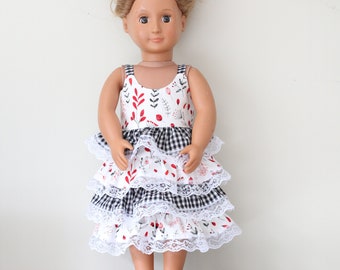 Floral Doll Dress, Ruffle Floral Doll Dress, Handmade Doll Clothes, 18" Doll Dress, Summer Doll Dress, Florals, Ruffles, Gingham Dress, Lace