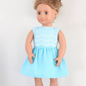 Lace Doll Dress, Doll Dress, Handgemaakte Doll Clothes, 18&quot; Doll Lace Dress, Spring Doll Dress, Summer Doll Dress, Lichtblauwe Doll Dress, Kant