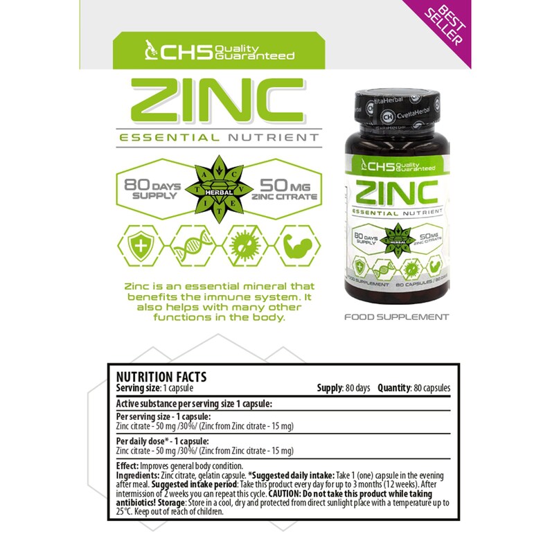 Zinc Zinc Citrate Normal Cell Growth Healthy Skin Etsy