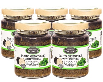 Pesto Genovese Gourmet Sauce with Black Truffle Summer Tuber aestivum 80 g, Ideal for Cooking and Salads