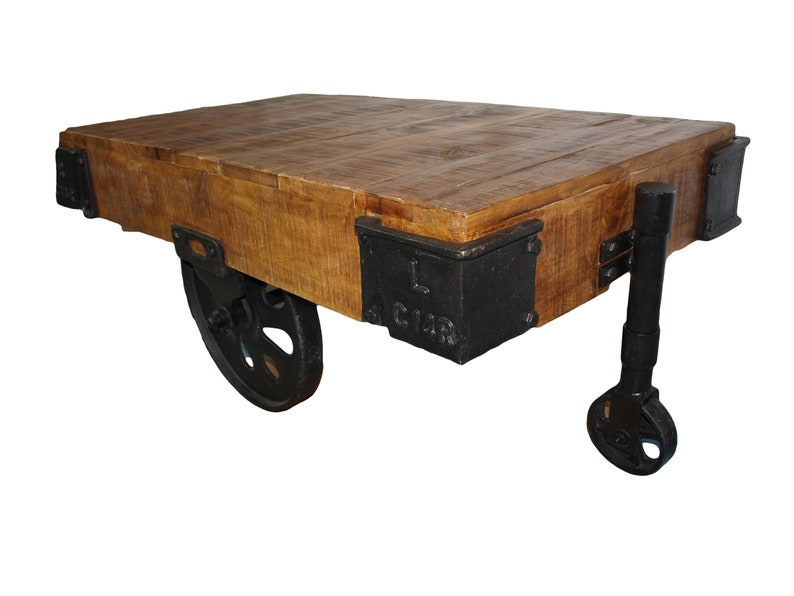 Vintage Wooden Table Vintage Coffee Table With Wheels Etsy