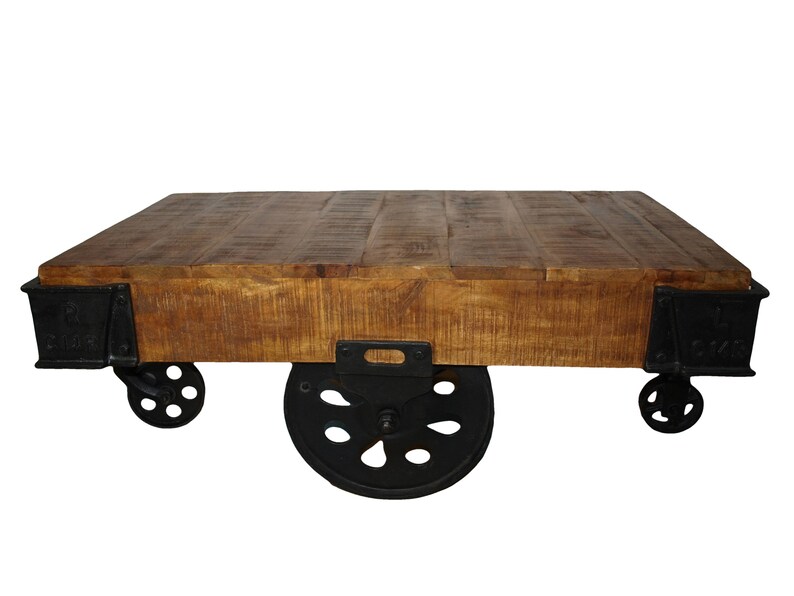 Vintage Wooden Table Vintage Coffee Table With Wheels Etsy