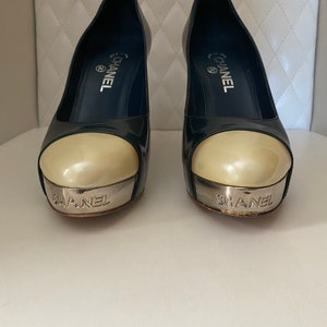 CHANEL Black Ballet Pumps Block Heel Sz IT 39 (U.S. 8.5-9)