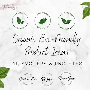 Organic Eco-Friendly Product Vector Label Icons Bundle Ai SVG PNG EPS