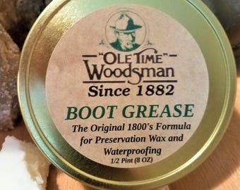 Ole Time Woodsman Boot Grease: 1800's Leather Waterproofing Wax (8 fl oz)