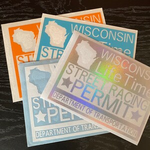 Wisconsin Street Racing Permit | Car Decal | Truck Decal | Car Window Sticker