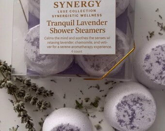 Lavender Infused Aromatherapy Shower Steamers, Relaxing Spa Gift, 4-Pack, Stocking Stuffer