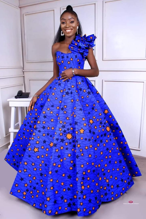 Zuigeling Selectiekader Buiten Lope koningsblauwe jurk mono strap jurk Afrikaanse feestjurk - Etsy  Nederland