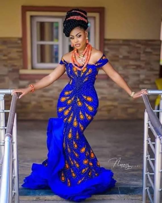 Jolly Blue Mermaid Dress Ankara Wedding ...