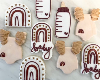Boho Themed Rainbow Baby Shower/Gender Reveal Custom Cookies
