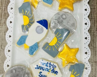 First Trip around the Sun Themed 1st Birthday Cookies