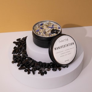 Mini Kräuterkerze: Sojawachs mit Kristallen (3 oz)