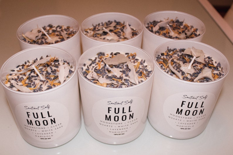 Full Moon Herbal Intention Candles Scented Intention Candle Etsy
