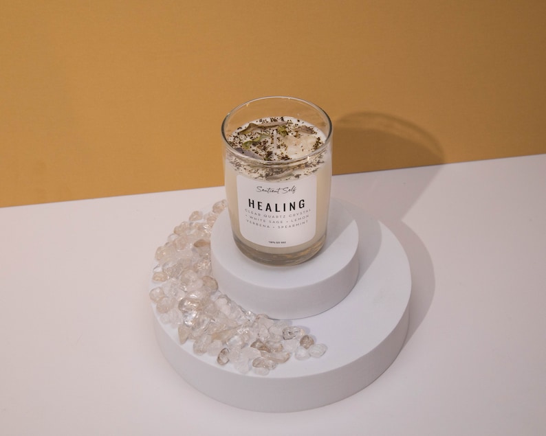 Herbal Intention Candles Scented Intention Candle Intention Candle with Crystals image 7