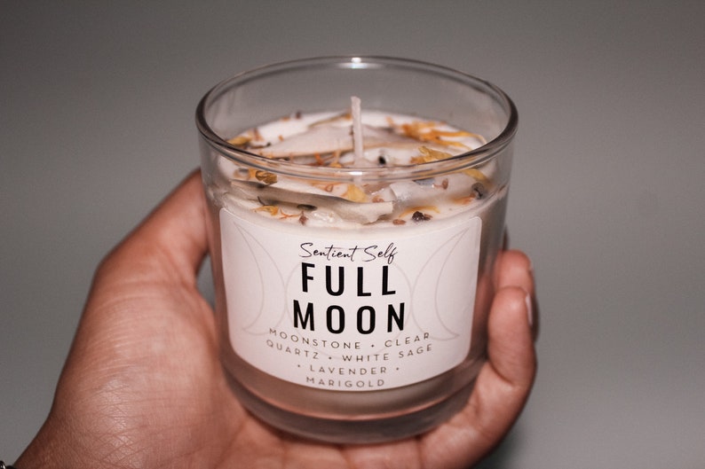 Full Moon Herbal Intention Candles Scented Intention Candle Etsy