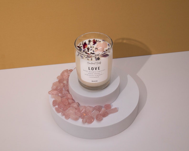 Herbal Intention Candles Scented Intention Candle Intention Candle with Crystals image 5