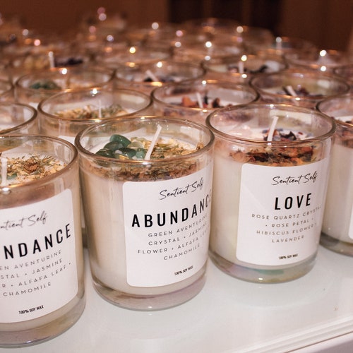 Full Moon Herbal Intention Candles Scented Intention Candle Etsy