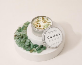 Mini Herbal Intention Candle: Soy Wax with Crystals (3 oz)