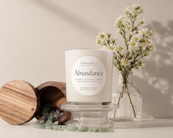 Herbal Intention Candle: Scented Soy Wax with Crystals