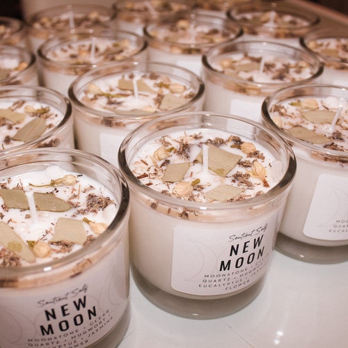 Full Moon Herbal Intention Candles Scented Intention Candle Etsy
