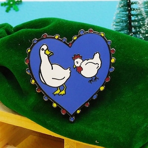 Friends enamel pin badge, friends tv show lapel pin, chick and duck badge