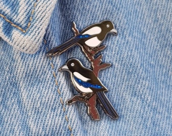 Elstern Two for Joy Emaille Pin Anstecker, Hübsche Vogel Brosche, Valentinstag Geschenk Pin