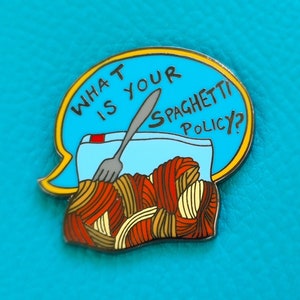 Spaghetti Policy, Enamel Pin Badges, Funny Lapel Pins, cute small gift