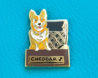 Cheddar Corgi Enamel Pin Badge, Gold Lapel Pins