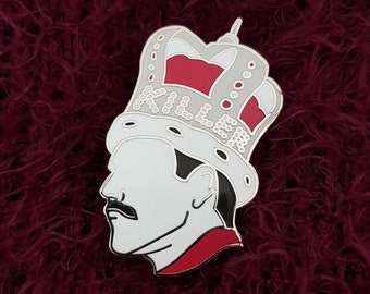 Freddie Mercury Killer Queen Enamel Pin Badge - silver lapel pin, lgbtq icons