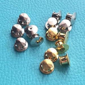 6pc Secure Enamel Pin Locking Back Clutch Deluxe Flat Top Gold