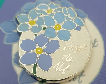 Forget Me Not Enamel Pin: Blue Flower Brooch, Dementia Awareness