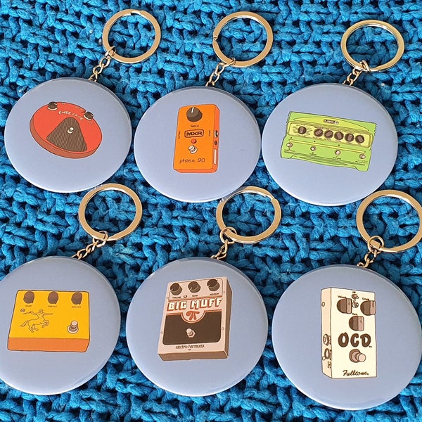 Guitar Effects Pedal, Bottle Opener, Keyrings, Guitarist Keychain, guitar pedal enthusiast gift