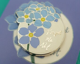 Forget me Not Enamel Pin Badge, blue flower brooch,leaving gift, dementia awareness, bereavement pin