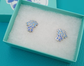 Forget me Not Stud Earrings, pretty silver and blue enamel flower studs,leaving gift, dementia awareness, bereavement, keepsakes