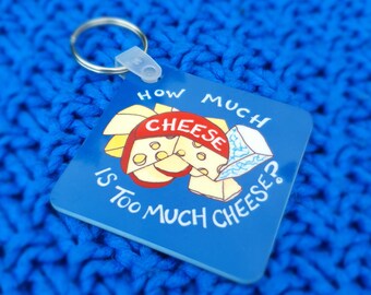 Always Sunny Charlie Kelly How Much Cheese? Keyrings Keychain, double sided.