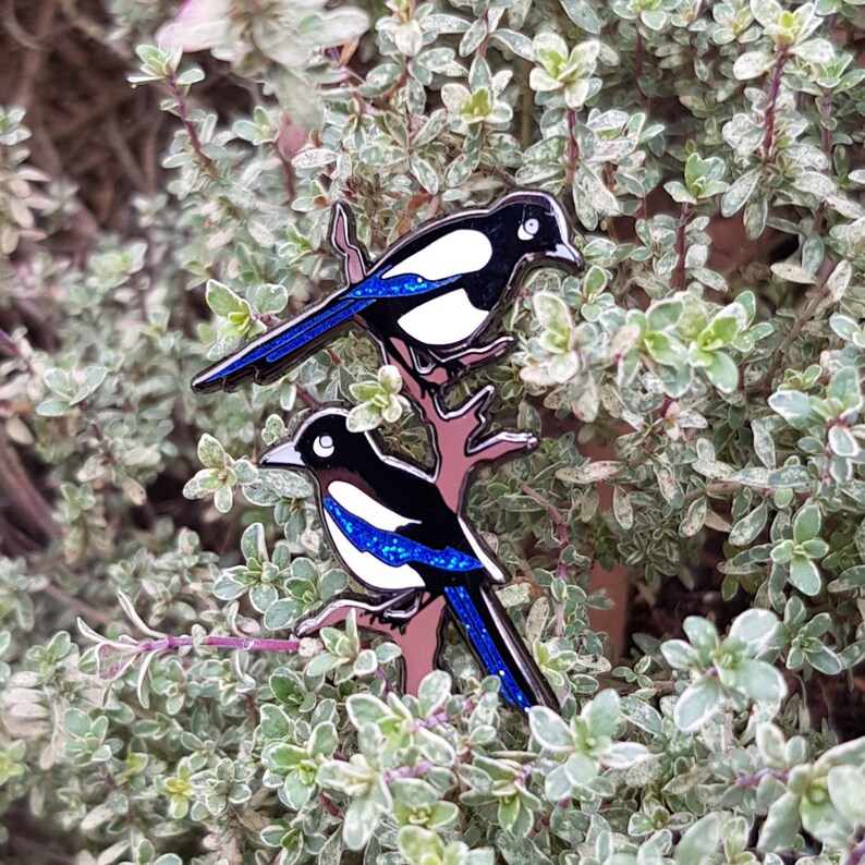 Magpies Two for Joy Enamel Pin Badge Gift Brooch lapel pin Etsy