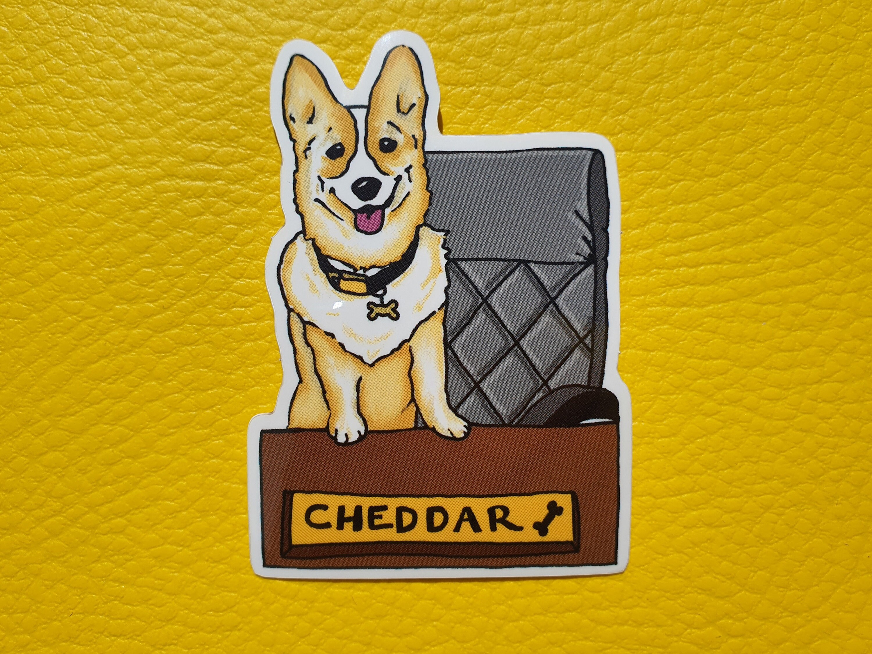 Cheddar the Dog Corgi Vinyl Sticker, Laptop Decals, Waterproof