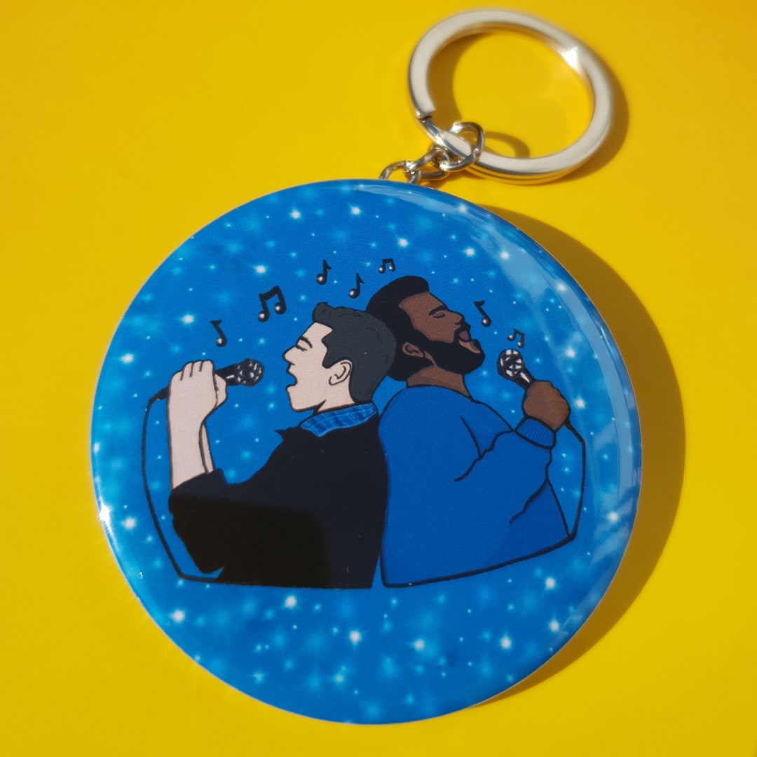 Brooklyn Nine Nine Dynamic Duet, Bottle Opener Keyring, Keychain, Jake and Doug Judy Karaoke
